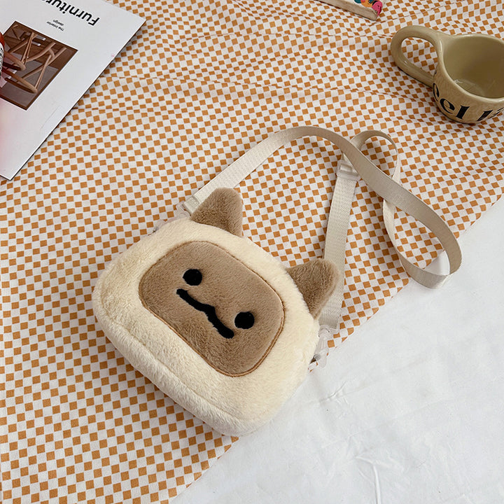 Plush Animal-Themed Crossbody Bag