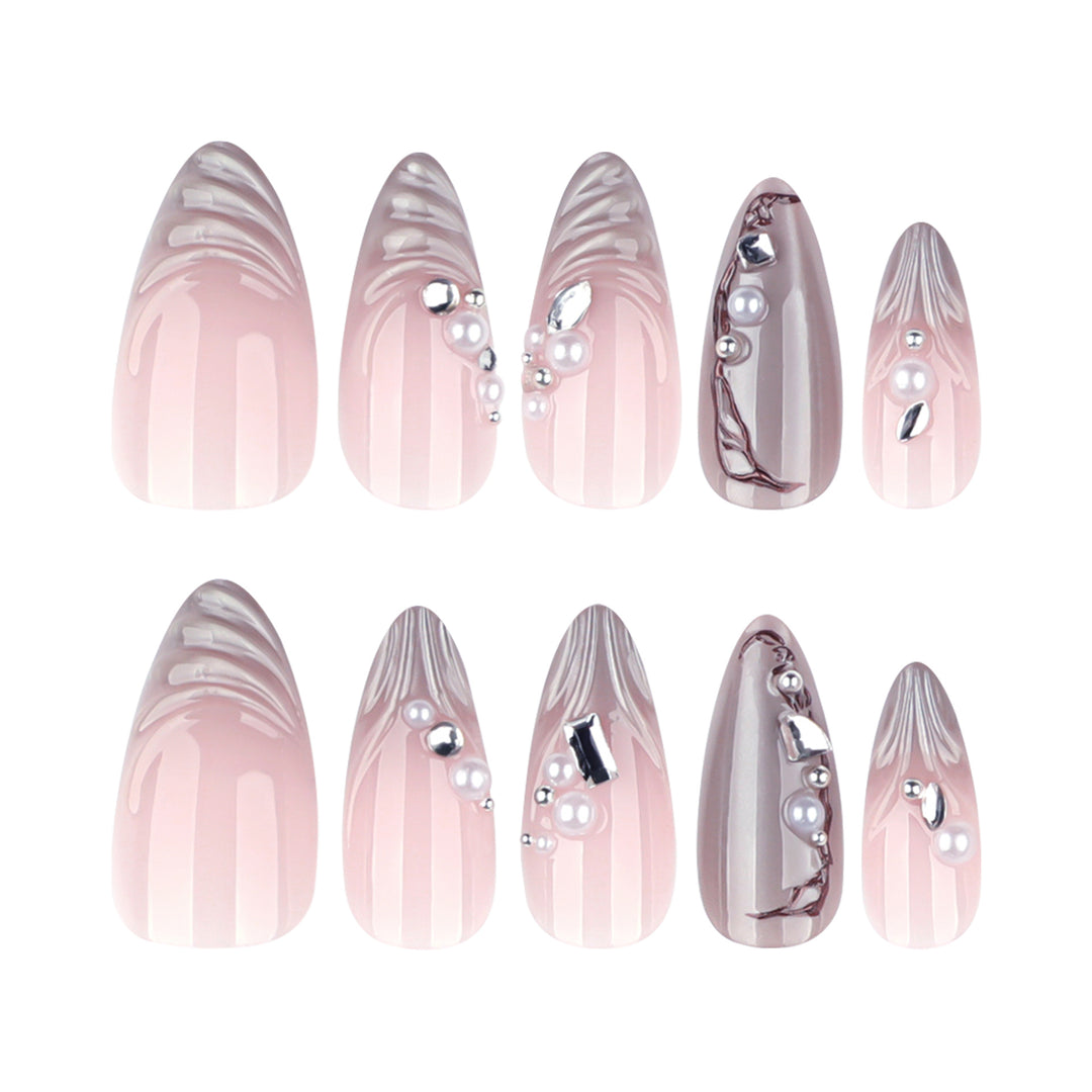 Artful Nail Art with Pearl and Glitter Decorations Kalsten