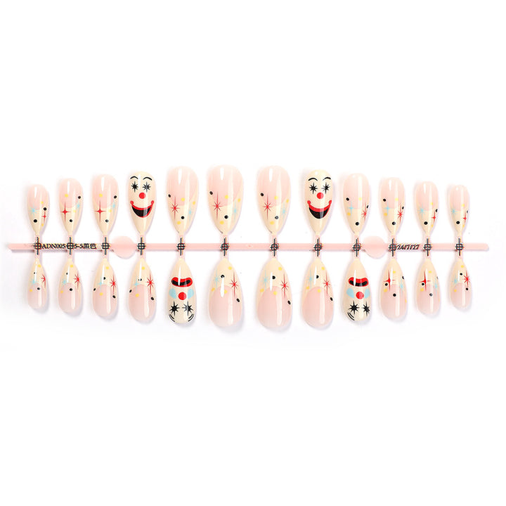 Whimsical Press-On Nail Art Set with Playful Clown Designs Kalsten