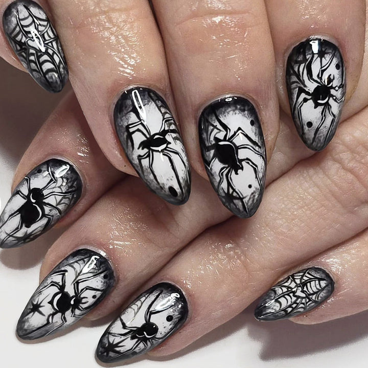 Halloween-Themed Spider-Design Press-On Nails