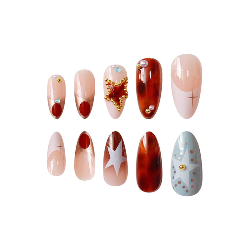 Decorative Stiletto Press-On Nails with Gemstone Accents Kalsten