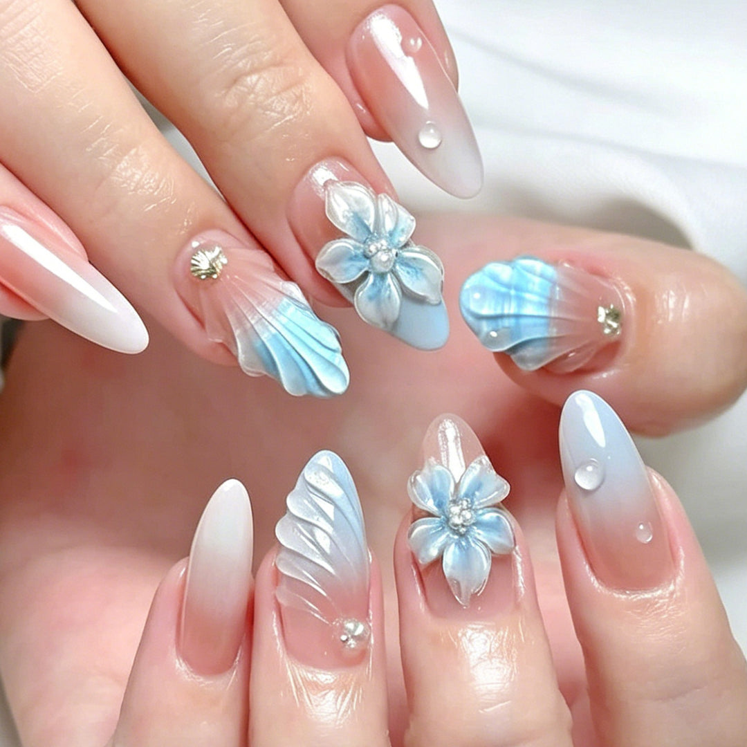 Floral Sculpted Acrylic Nail Art Extensions Kalsten