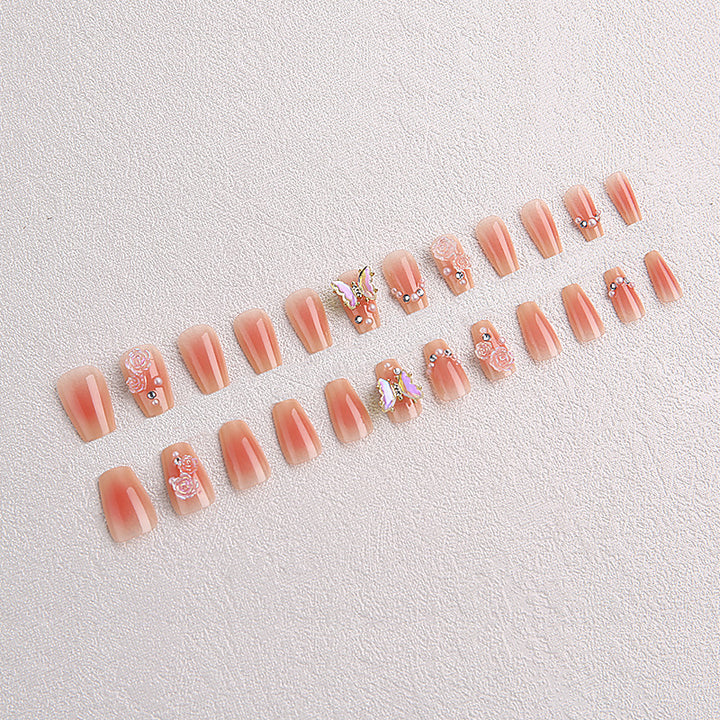 Artificial nail set with filigree 3D flowers and radiant glitter accents Kalsten
