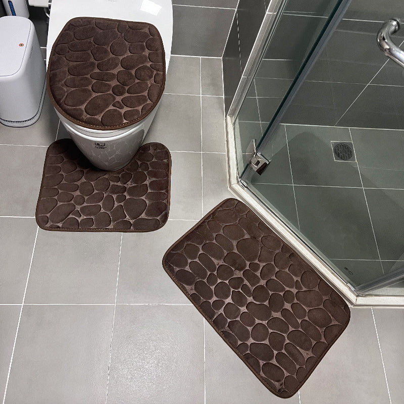Stone Patterned Bathroom Mat Set