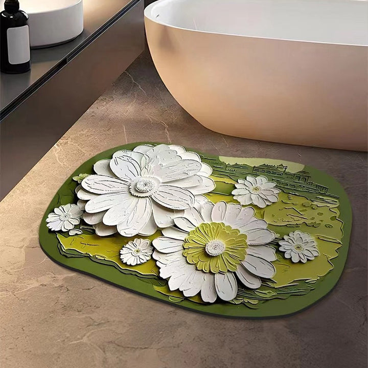 Luxurious Floral Design Bath Mat