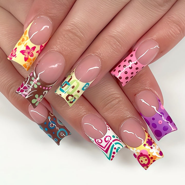 Decorative Long Press-On Nail Art Tips Kalsten