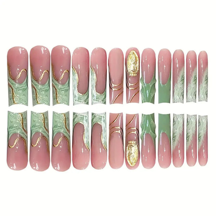 Luxe Marbled Press-On Nail Art Kalsten