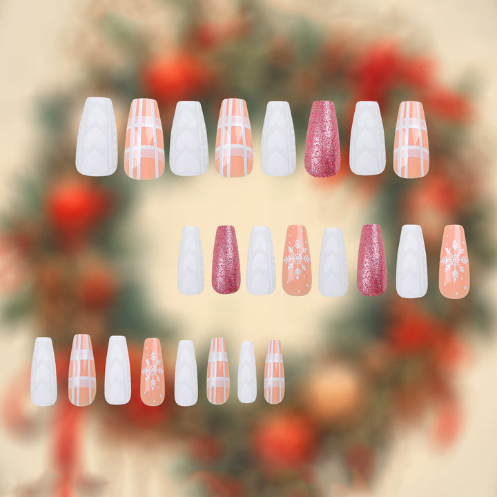 Artful Nail Extensions with Festive Glitter Design Kalsten