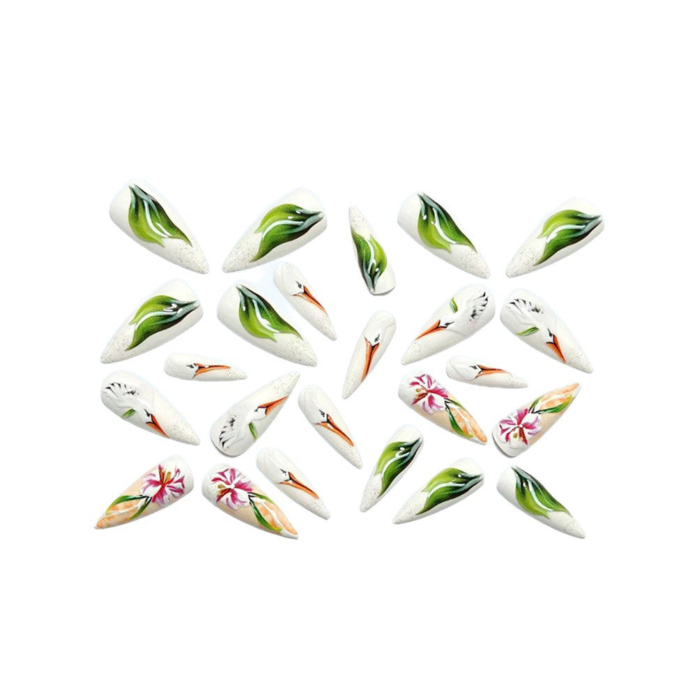 Artificial nails with floral and bird design Kalsten