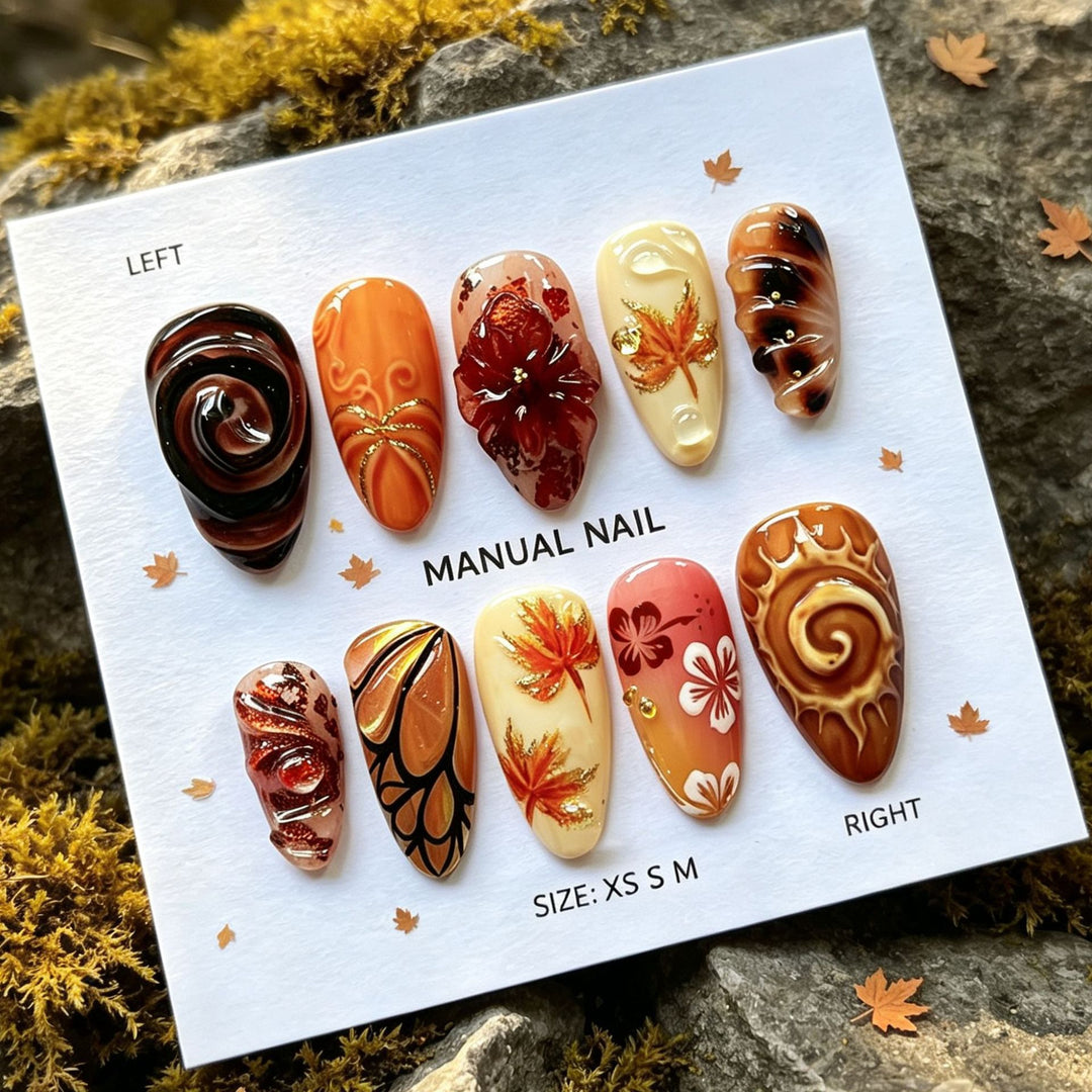 Hand-Painted Seasonal Press-On Nail Art Set