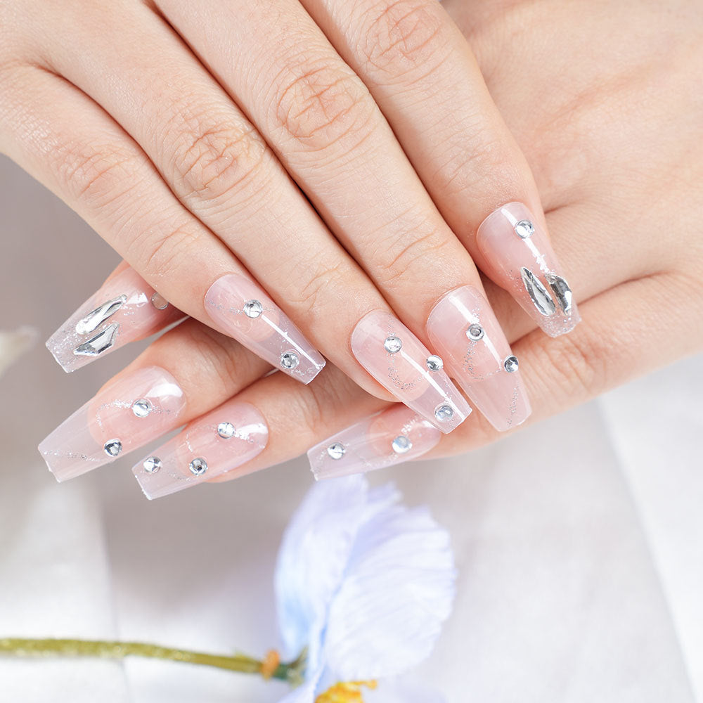 Glamorous Rhinestone Press-On Nails Kalsten
