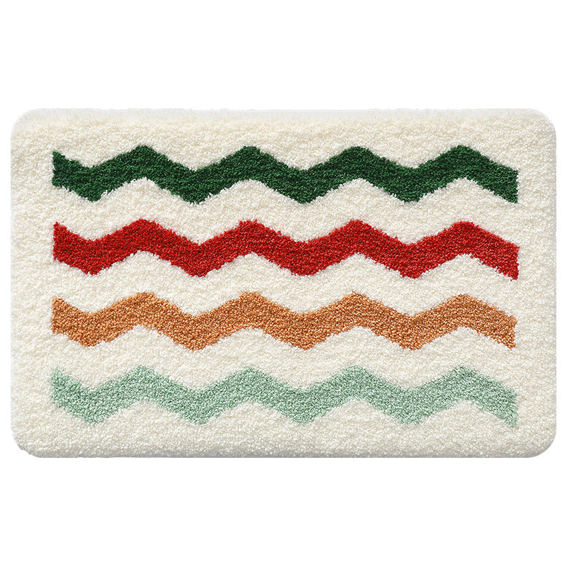 Plush Textured Zigzag Bath Mat Kalsten