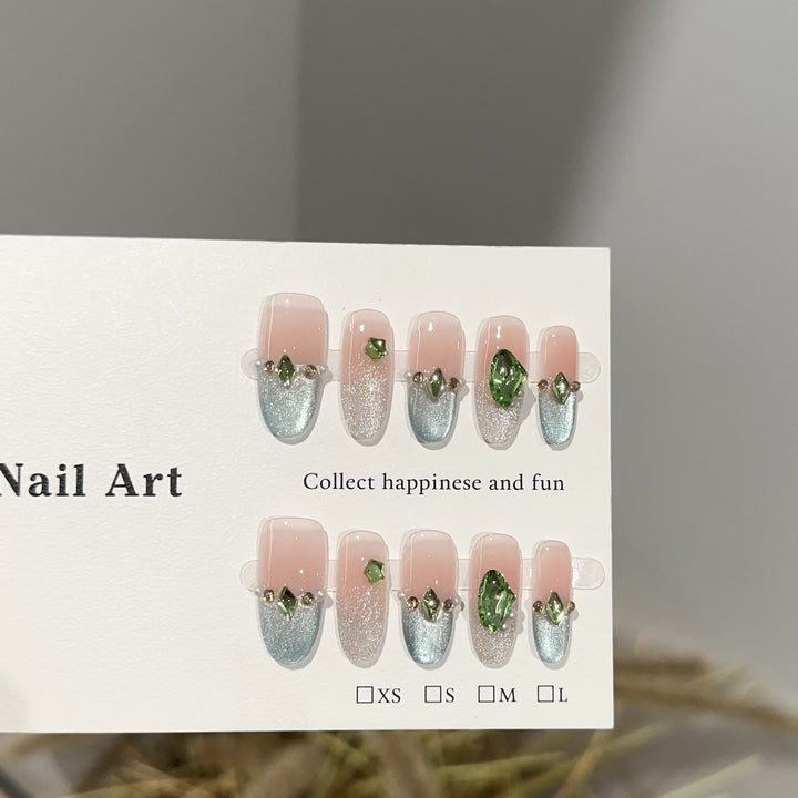 Luxury Crystal-Embellished Press-On Nail Art