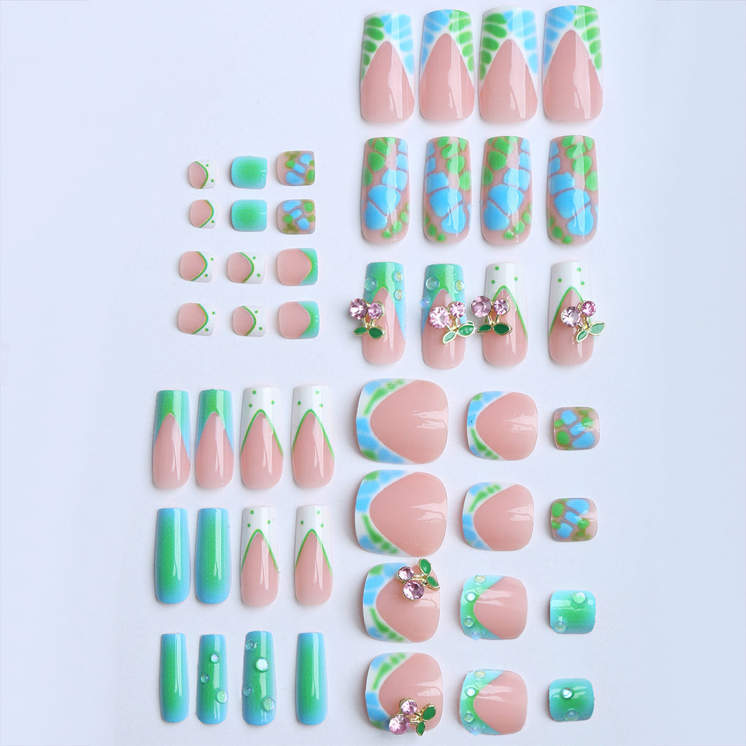 Artistic Nail Extension with Glitter Accents Kalsten