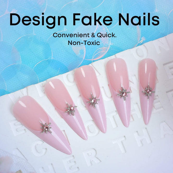 Artificial nail set with elegant glitter and floral design Kalsten