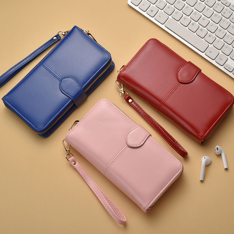 Slim Double-Zippered Wallet with Wrist Strap Kalsten