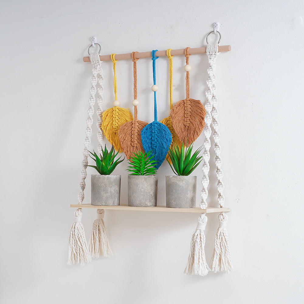 Macrame Leaf Wall Hanging Shelf Kalsten