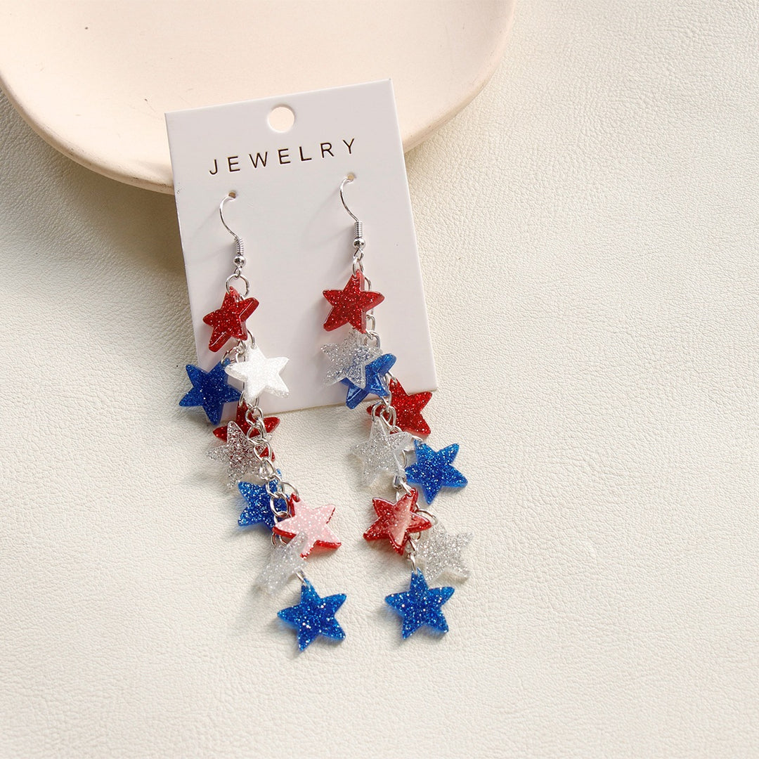 Ladies nan long glitter earrings with multi-layered star cascade Kalsten