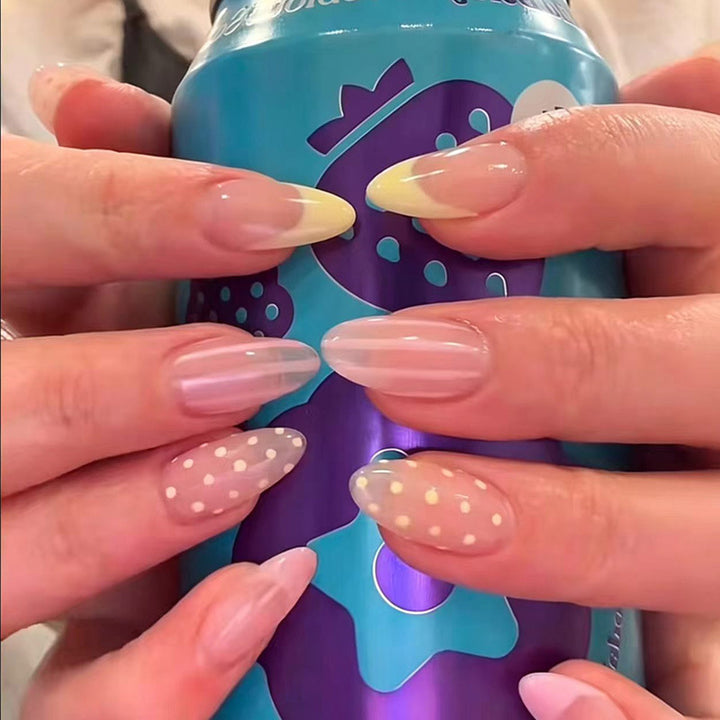 Artistic Press-On Nail Set with Polka Dot and Ombre Design Kalsten