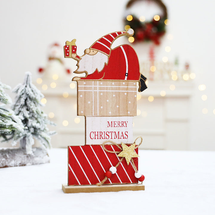 Wooden Christmas Sleigh and Reindeer Decoration