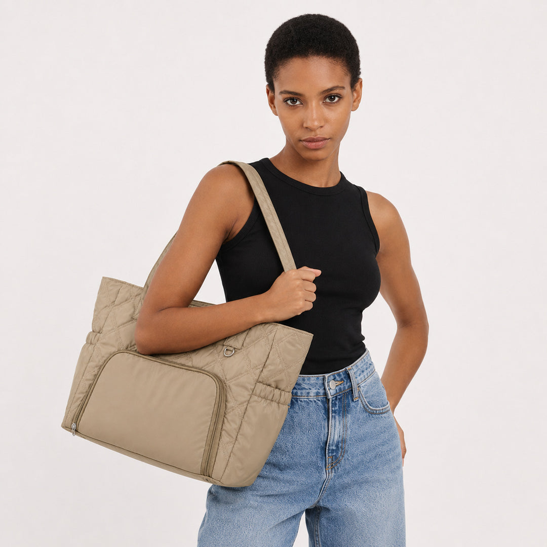 Quilted Multi-Compartment Travel Tote