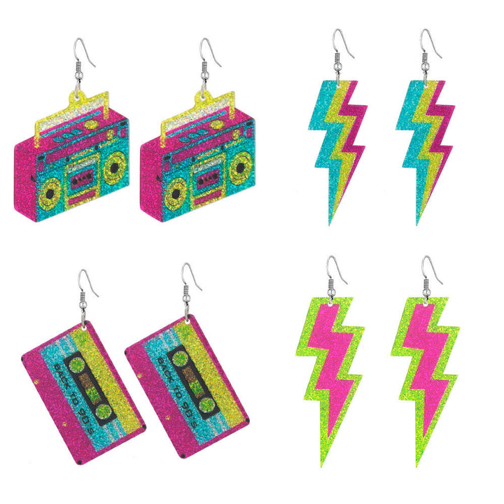 Glittery Lightning Bolt Dangle Earrings Kalsten