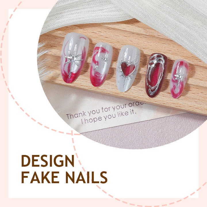 Artificial nail set with romantic decorations and glitter Kalsten