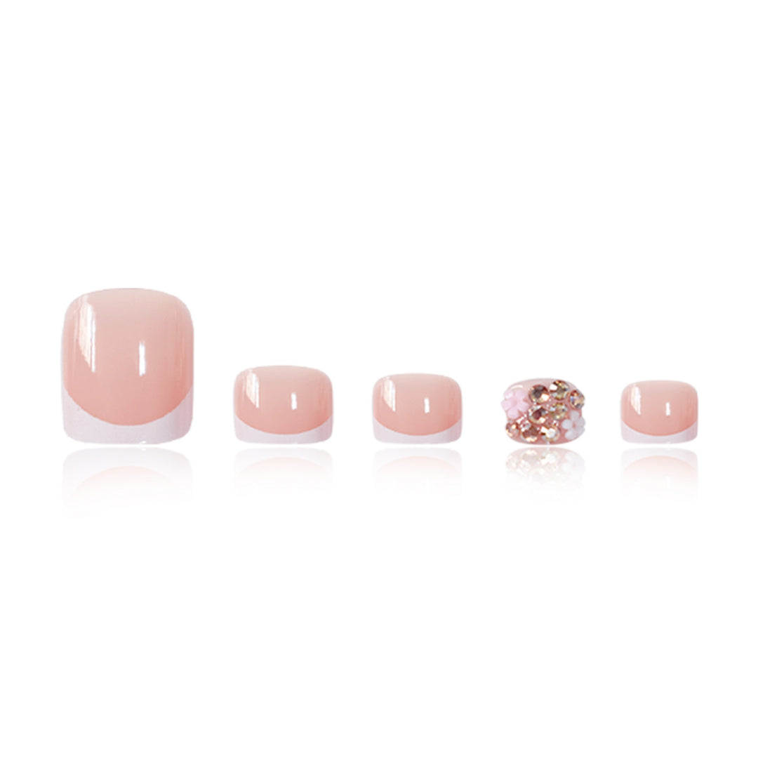 Decorative Press-On Toenails with Floral and Glitter Accents Kalsten