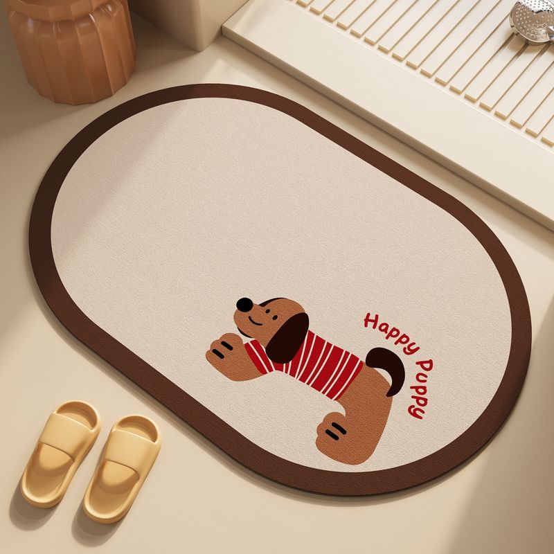 Playful Puppy-Themed Bath Rug