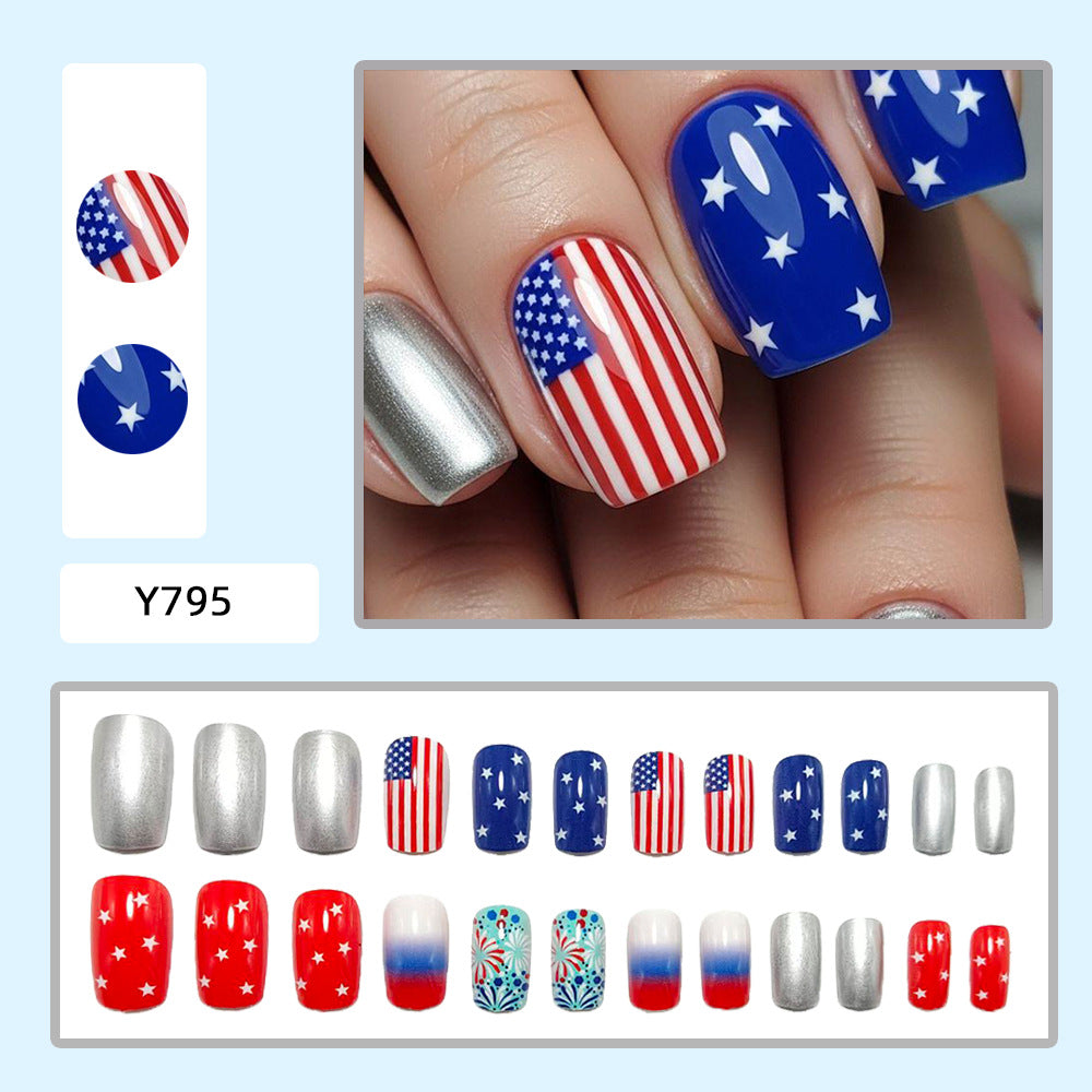 Artificial Nail Set with Patriotic Motifs Kalsten