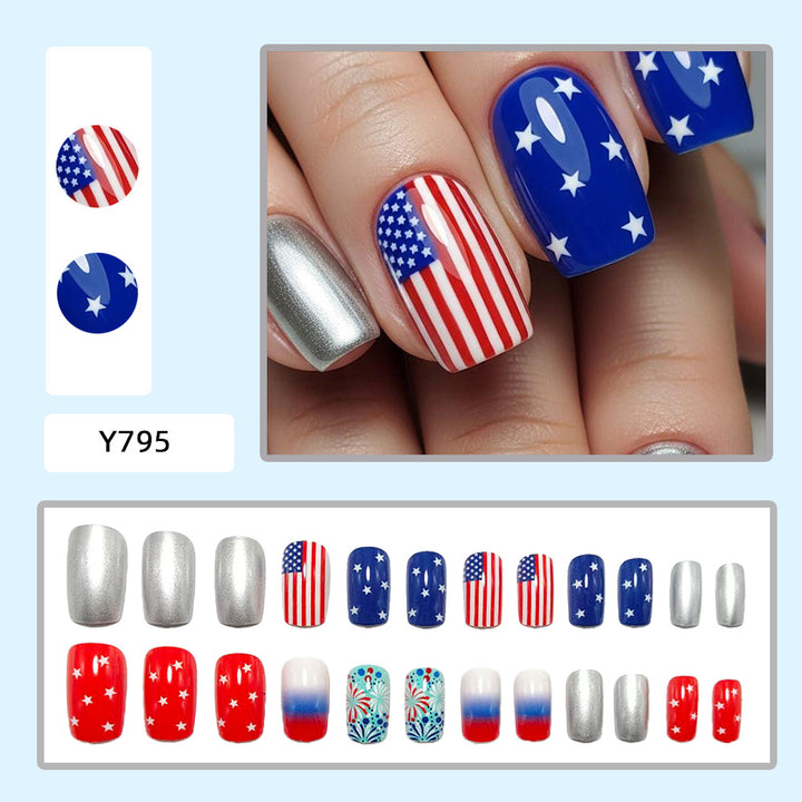 Artificial Nail Set with Patriotic Motifs Kalsten