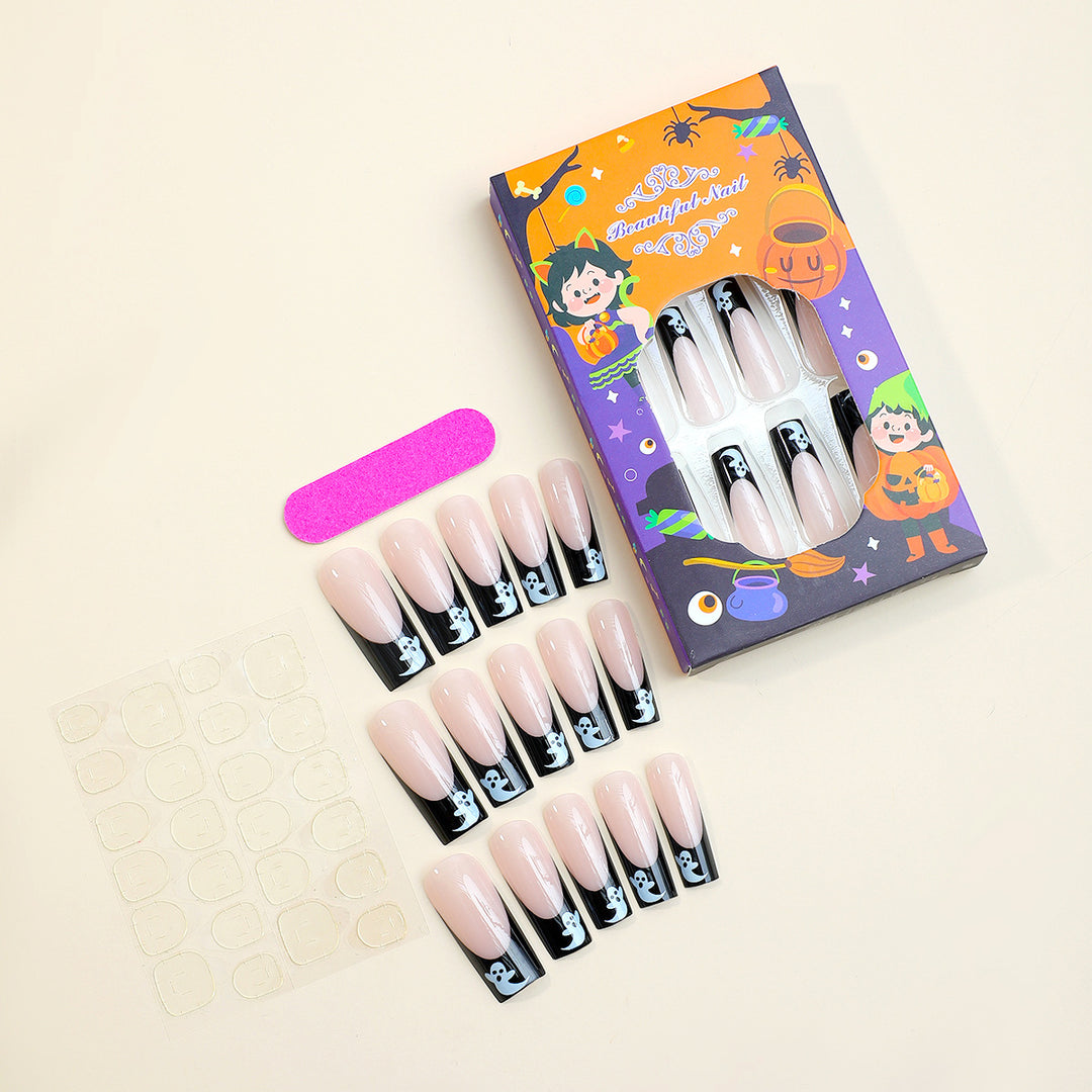 Creative Halloween Nail Art Set with Creepy Ghost Designs and Glittery Colors Kalsten