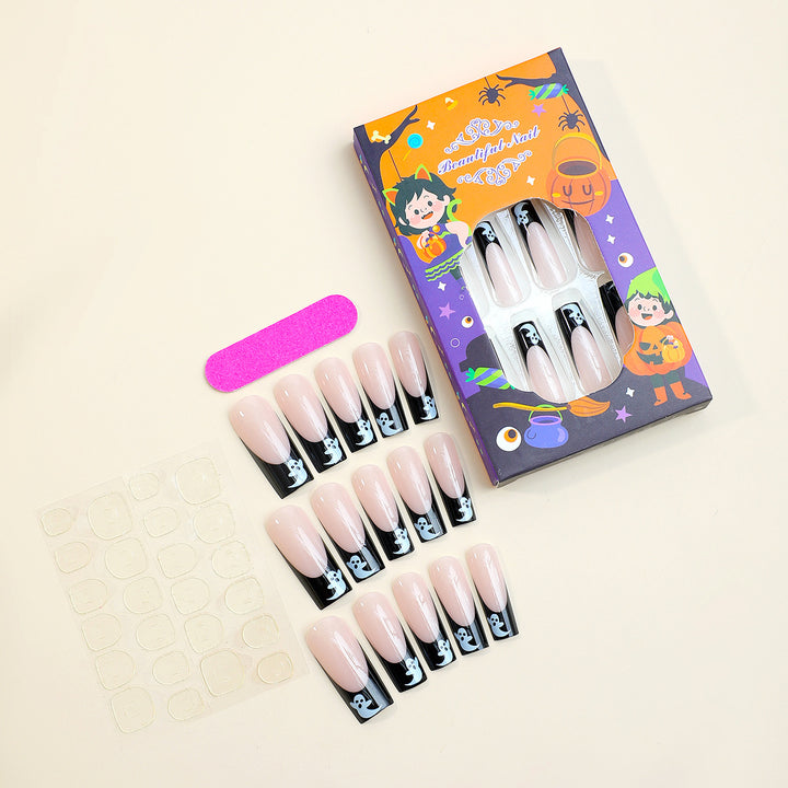 Creative Halloween Nail Art Set with Creepy Ghost Designs and Glittery Colors Kalsten