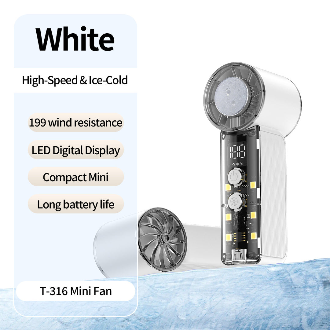 Women's nan compact rechargeable handheld cooling fan with LED real time display and multi-speed Kalsten