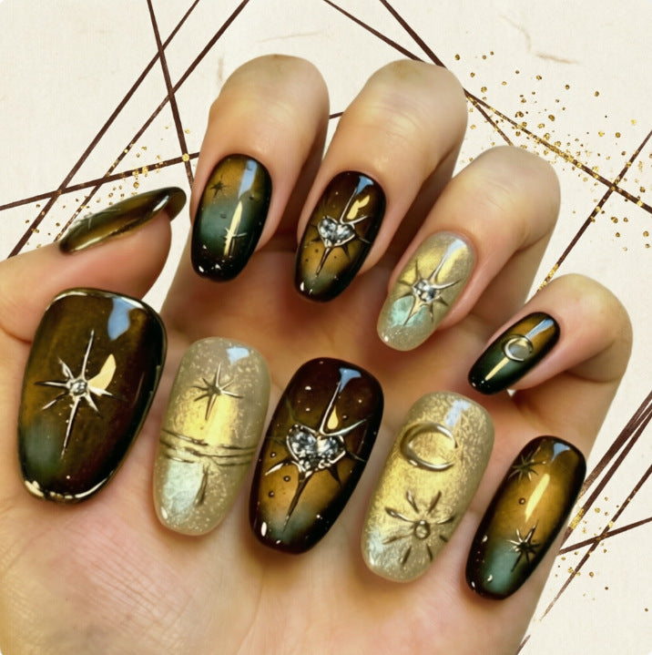 Glamorous artificial nails with sparkling star design Kalsten