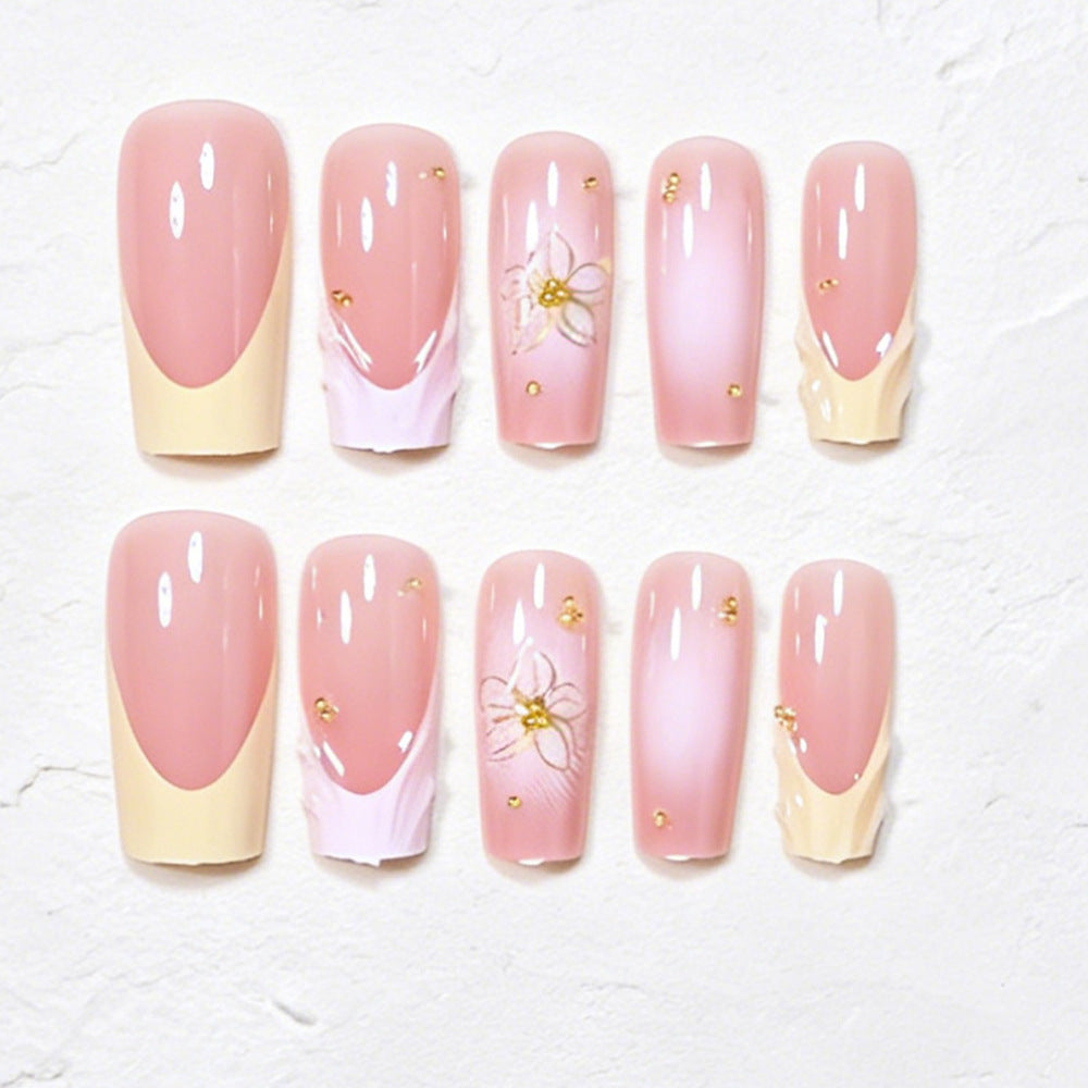 Elegant Floral Accent Press-On Nails Kalsten
