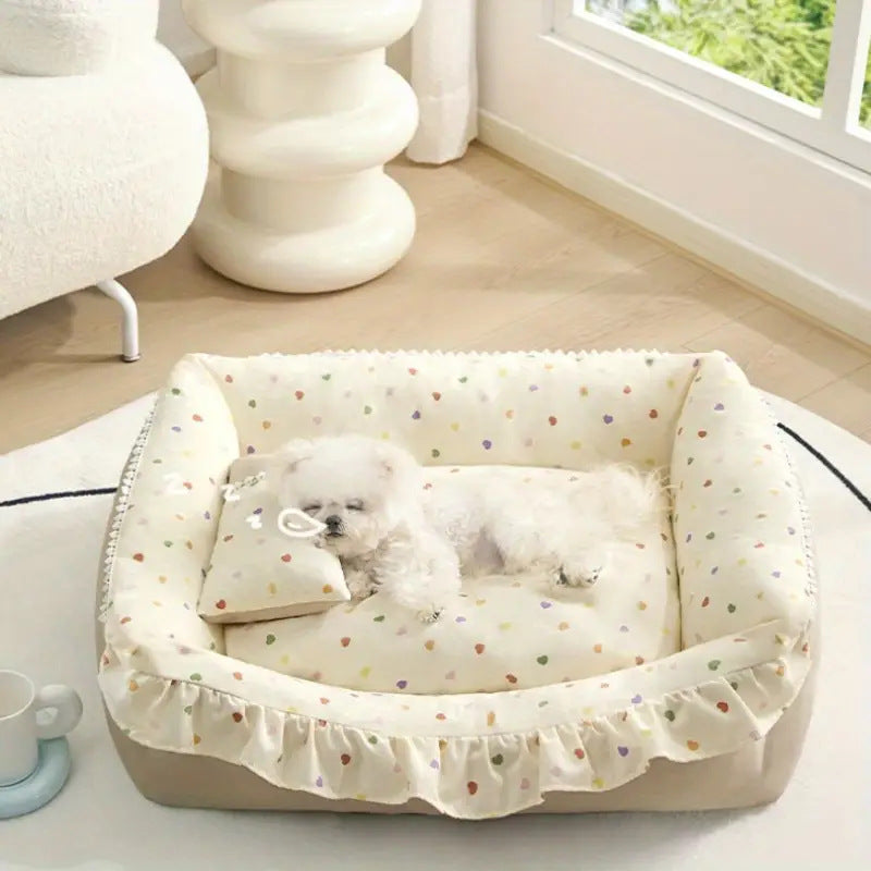 Premium Cozy Dog Bed with Ruffled Edges