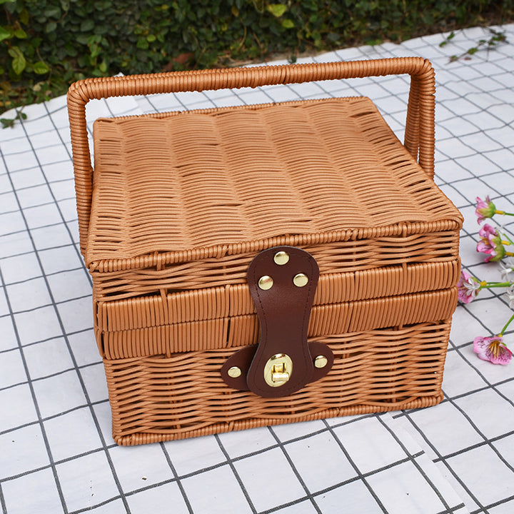 Handcrafted Woven Picnic Basket with Leather Closure Kalsten