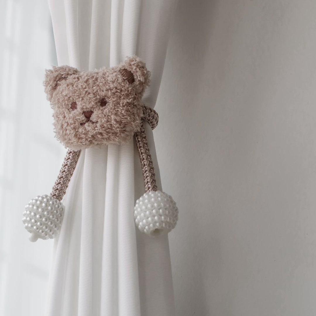 Beaded Magnetic Curtain Tieback with Fabric Flower Accent