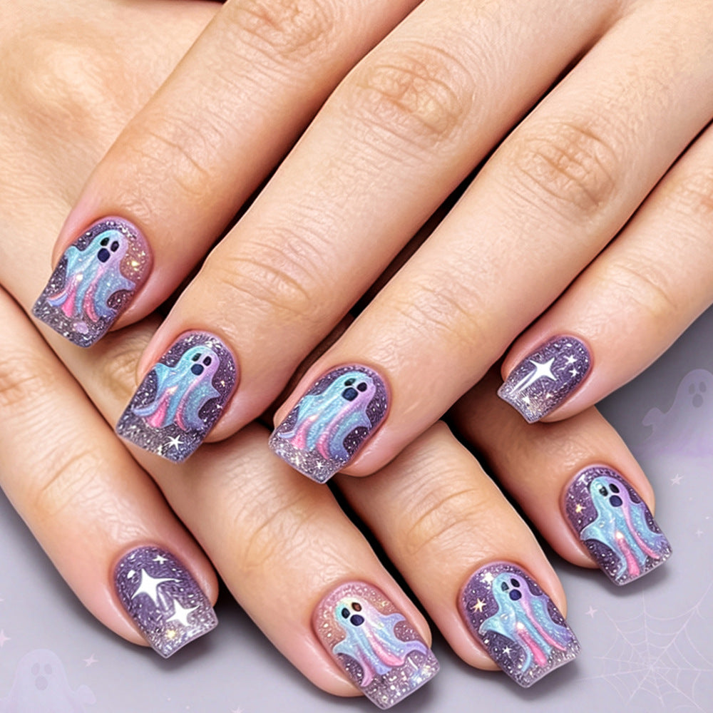 Artistic Ghost-Themed Press-On Nails Kalsten