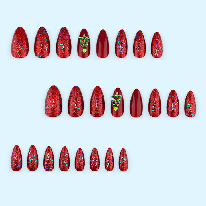 Festive artificial nails with Christmas tree design Kalsten