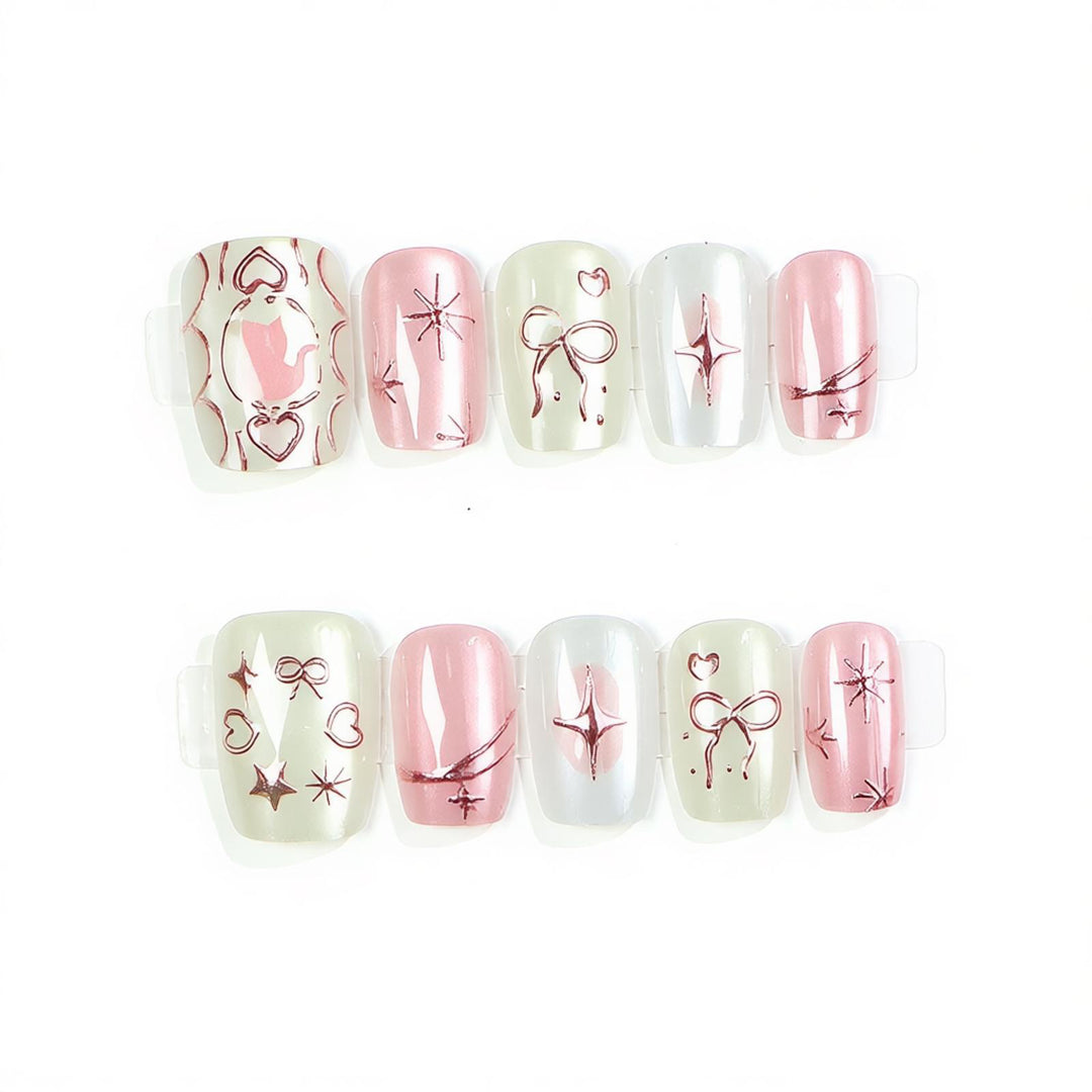 Decorative Press-On Nail Art Set with Glitter Accents Kalsten