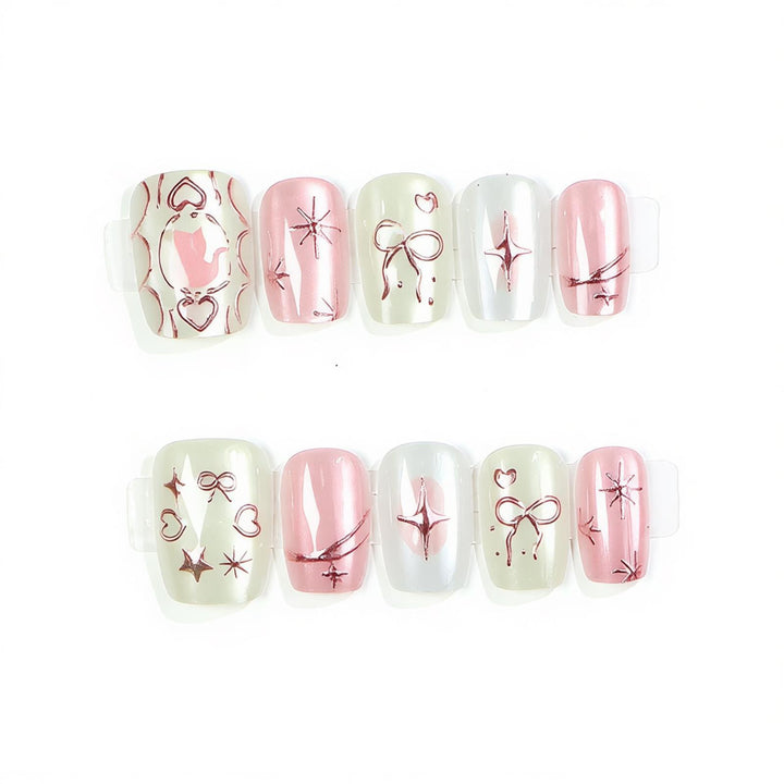 Decorative Press-On Nail Art Set with Glitter Accents Kalsten