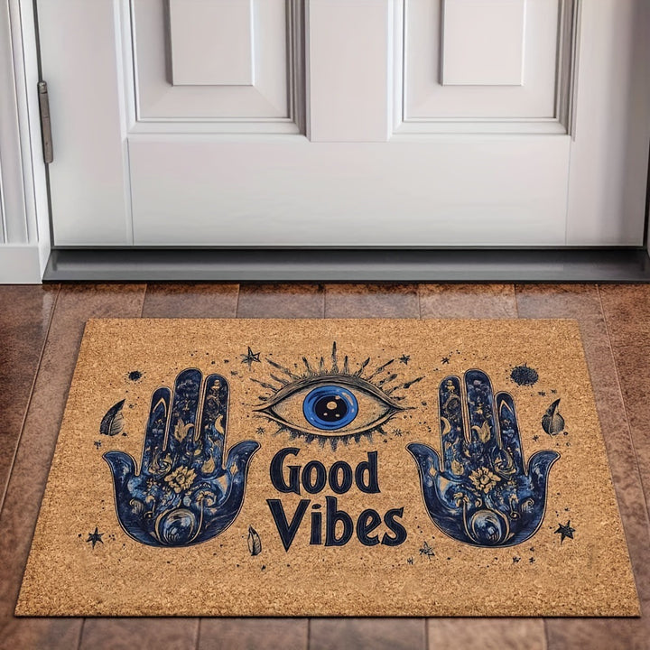 Cat-Themed Natural Coir Doormat