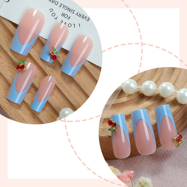 Decorative Press-On Nail Set with Floral Accents kalsten 1788495993