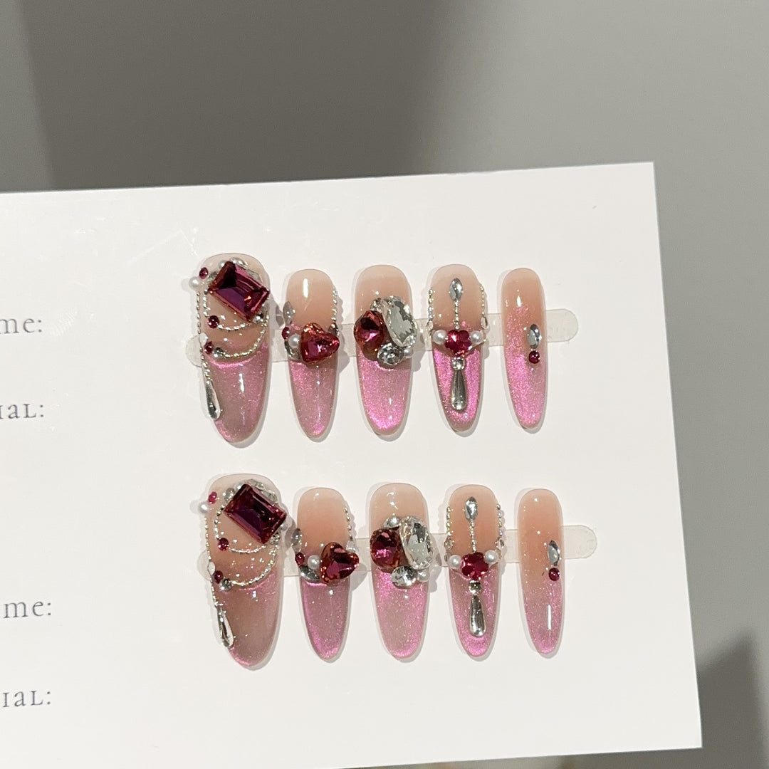 Sparkling Jewel-Embellished Press-On Nail Set