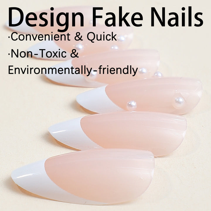 Artificial nail set with elegant tips and pearl decorations Kalsten