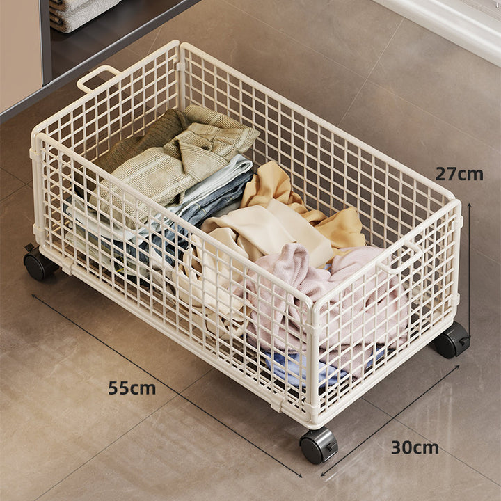 Rolling Mesh Underbed Storage Basket with Locking Casters and Carry Handles