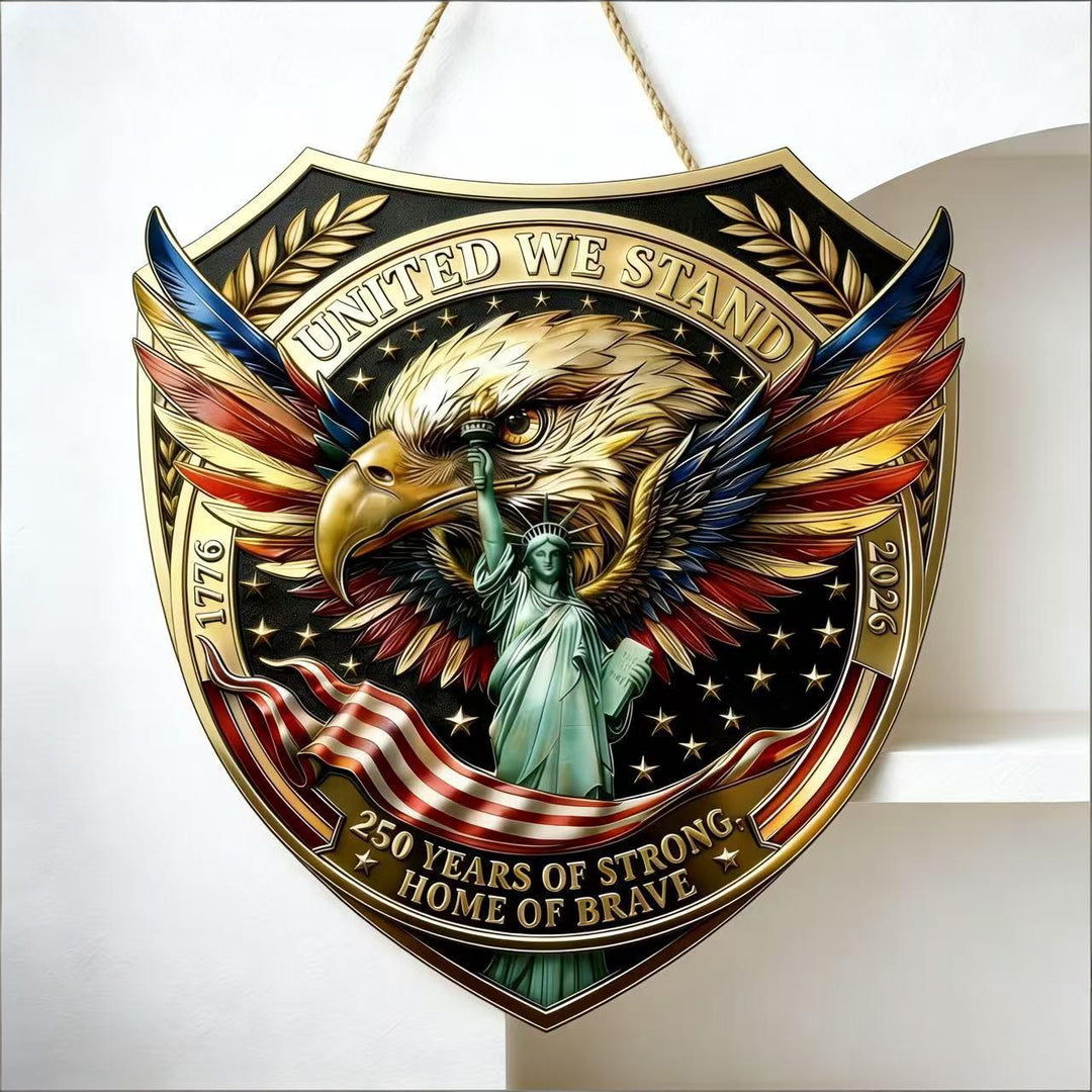 Independence Day layered satin ribbon floral door wreath with jute hanger Kalsten