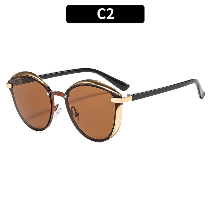 Artistic Oversized Round Frame Sunglasses